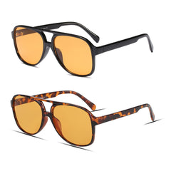 Freckles Mark Vintage Retro 70s Sunglasses for Women Men Classic Large Squared Aviator Frame UV400 Trendy Orange Glasses