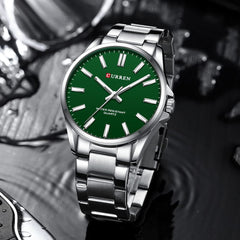 CURREN 9090 Watch for Couple Waterproof Men's Watches Fashion Women's Sports Watches Quartz Movement - SILVER GREEN