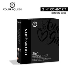 Colors Queen 2-in-1 Makeup Kit Combo for Women | Full Coverage, Long Lasting 30ml Foundation (SPF-15), Compact 10g, Blender Sponge. (CF-03) (03 - Natural Beige)