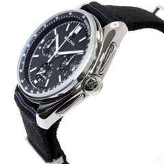 Bulova Men's Archive Series Lunar Pilot 6-Hand Chronograph High Performance Quartz Stainless Steel, Black NATO Strap and Sapphire Crystal Style: 96A225 - Black