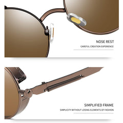 Joopin Steampunk Round Sunglasses - Metal Frame, 100% UV Protection (B03-Bronze Brown)