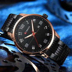 CURREN Fashion Design Stainless Steel Quartz Watches Casual Simple Wrist Watch Men Luminous Wrist Watch 8411 - BLACK