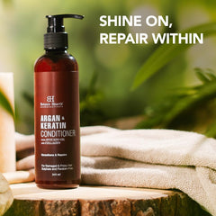 Botanic Hearth Argan & Keratin Conditioner with Collagen | Repairs Hair & Controls Frizz | For Damaged & Frizzy Hair | Sulphate & Paraben Free | 245ml