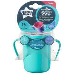 Tommee Tippee Easiflow 360 Lip Activated Trainer Cup with Easy-Grip Handles, 6m+, Leak-Proof, Dentist Recommended, 200ml, Teal