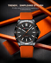 CURREN New Model CURREN Men's Analog Quartz Wrist Watches Simple Watches Silicone Band Luminous Wristwatch Business Men 8449 Fashion - ORANGE BLACK