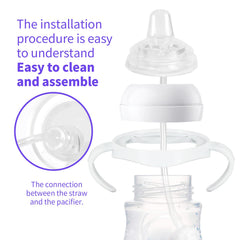Sippy Cup Soft Conversion Kit for Philips Avent Natural Baby Bottle, Toddler Transition Kit with Silicone Sippy Spout, Weighted Straw, Bottle Handle, Cleaning Brush, 3-Pack