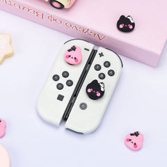 GeekShare Cute Silicone Game Console Thumb Grip Caps, Joystick Cover Compatible with Switch/OLED/Switch Lite,4PCS - Bunny & Kitty