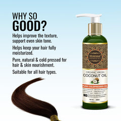 Morpheme Pure Organic Virgin Coconut Oil (ColdPressed) For Hair, Body, Skin Care, Massage 200ml