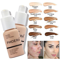 PHOERA Foundation,PHOERA Concealer,PHOERA Makeup Foundation Full Coverage Up to 24 Hour Fresh Wear with Matte Finish,PHOERA Primer,PHOERA Powder (103 Warm peach+104 Buff Beige)
