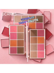UCANBE 8-Color Blush & Contour Palette - Versatile Face Sculpting, Highly Pigmented Matte, Smooth Natural Finish, Long-Lasting Bronzer & Blush Powder. (8-Color Contour & Blush Palette, STUB083-01)
