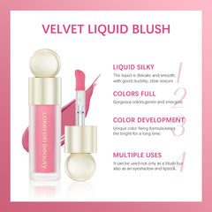Erinde Liquid Blush Waterproof, milk jelly blush, Contouring cream blush,cream blush Long-Lasting, blush on With brush head,Soft Velvet Silk Texture,Improves Complexion,High-Pigment Colour 02#
