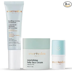 Evereden Baby Skincare Set Lip Balm, Face Cream & Eczema Treatment FSA Eligible Clean and Natural Baby Care, Non Toxic Moisturizing Cream Fragrance Free Care for Babies