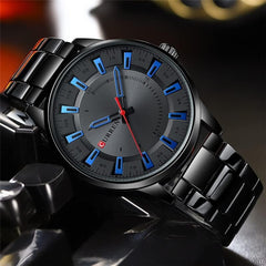 CURREN 8406 Top Brand Luxury Fashion Watch Men's New Stainless Steel Waterproof Wrist Watch - BLACK