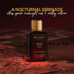 BellaVita Luxury Men OUD DARK Eau De Parfum | Woody & Musky Fragrance with Exotic Grapefruit, Orris & Vetiver |Long-Lasting Mens Perfume | Luxury Gift for Men, Oud Perfume for Men, Vanilla Notes,100ml