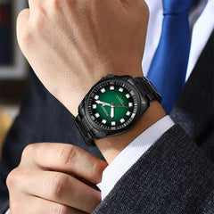 CURREN New Model CURREN-men's analog quartz wristwatches, stainless steel bracelet, luminous hand watch, simple, business, fashion brand, 8451 - BLACK GREEN