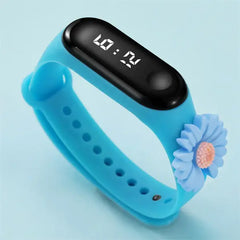 PATPAT Toddler Sunflower Decor LED Watch Digital Smart Electronic Watch (With Packing Box) blue
