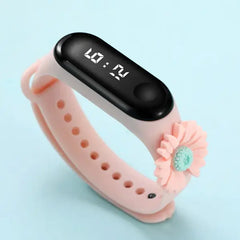 PATPAT Toddler Sunflower Decor LED Watch Digital Smart Electronic Watch (With Packing Box) coral