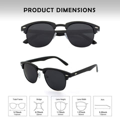 GQUEEN Classic Horn Rimmed Semi Rimless Polarized Sunglasses for Men Women GQO6