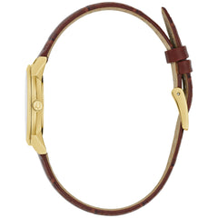 Bulova Classic Quartz Ladies Watch, Stainless Steel Diamond - Brown Leather Strap, Mother-of-Pearl Dial