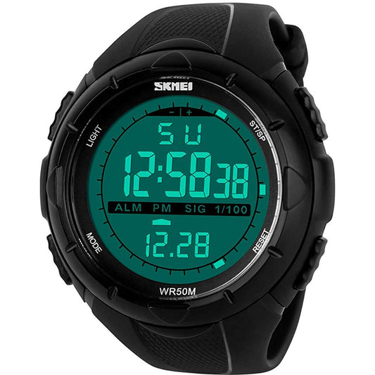 SKMEI 1025 Black Waterproof Mens Digital Watch - Black