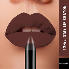 Swiss Beauty 12 Hrs. Stay Matte Lip Crayon, Chocobar, 3g - Long Lasting, Waterproof, Super Stay, Matte Finish Lip Crayon, Long Wear, Crayon Lipstick