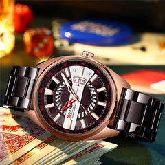 CURREN Men's Quartz Sports Brand Luxury Business Waterproof Automatic Date Stainless - BROWN