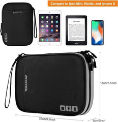 Liumrlte Electronic Organizer Travel Case, Travel Cable Organizer Bag Portable Waterproof Double Layers Electronic Accessories Storage Bag for Adapter Memory Cards USB Cable Charger (Black)