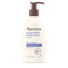 Aveeno Daily Stress Relief Body Lotion with Lavender Scent for Moisturizing, Natural Oatmeal to Calm & Relax, Non-Greasy, 12 fl. oz