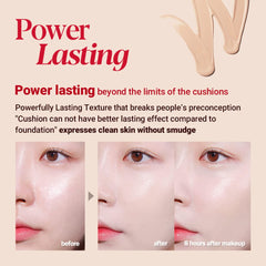 Espoir Pro Tailor Be Velvet Cushion SPF34 PA++ #3 Petal 0.45oz with 0.45oz Refill | Lightweight Matte Skin Full Coverage Cushion Foundation | Flawless Finish, Long-Lasting Comfort | Korean Makeup