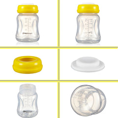 Max Strength Pro (6pc) - Breastmilk Bottles 6pc Set with Leak Proof Lids , 6.oz 180ml Reusable Wide Neck Bottles Best for Breast Milk Collection & Storage Solution, BPA Free, Fits Spectra & Avent...