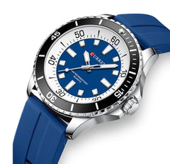 CURREN Original Fashion Men Watches Luxury Sports Silicone Strap Waterproof Quartz Wristwatch with Luminous Hands 8448