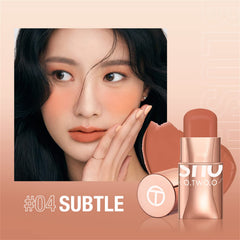 HONPOLO Blush Cream Repair Capacity Brighten Complexion Natural Nude Makeup Blush Stick Nude Makeup, Contouring and Highlighting, Improves Complexion, Waterproof Mousse Texture Long-Lasting (#4)