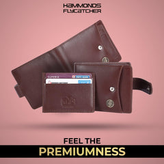 HAMMONDS FLYCATCHER Genuine Leather Wallets for Men, Redwood, RFID Protected Brown Nappa Leather Wallet for Men, Mens Wallet with 5 Card Slots, Gift for Valentine Day, Father's Day, Birthday