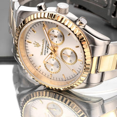 Maserati COMPETIZIONE 43 mm Multifunction Men's Watch, Gold, Quartz Movement - Metallic/White