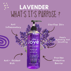 Jove Shower Gel Lavender 1L | Calming & Hydrating Body Wash | Infused with Natural Lavender Extracts | Gentle, Soap-Free & Paraben-Free | Long-Lasting Fragrance & Deep Moisturization