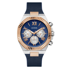 GUESS P SLV CS W/P RS GLD TR/SUN BLUE MF DL/BLUE SILICONE/BLUE SMTH LTR STRP STRP
