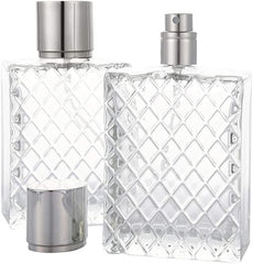 Hunky Dory 100ml Empty Clear Glass Delicated Perfume Decant Spray Bottles with Metally Pump and Royal Silver Cap For DIY Perfume, Essential Oils, Rose Water, Travel Use