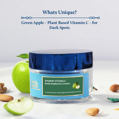 Blue Nectar Natural Vitamin C Face Cream for Glowing Skin, Dark Spot Removal Cream for Women with Green Apple and Almond Oil (13 Herbs, 50g)