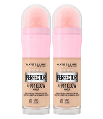 Maybelline New York Instant Age Perfector Glow 4-in-1 Concealer BB Cream Highlighter Primer Colour 01 Light Claire with Application Sponge - 2 Bottles of 20 ml