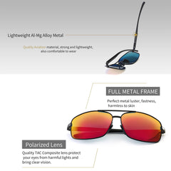 SUNGAIT Ultra Lightweight Rectangular Polarized Sunglasses UV400 Protection