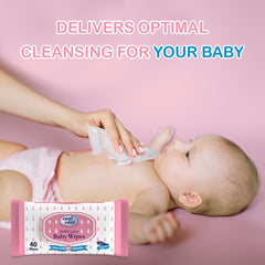 Cool & Cool Baby Wipes 40βs (Pack of 4)-Alcohol Free, Paraben Free,Vitamin E,Aloe Vera,Ultra Soft & Gentle for Sensitive & Delicate Skin - 160 Wipes