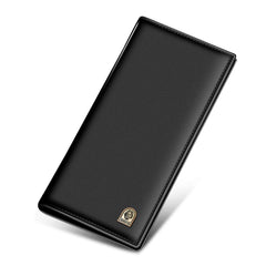 LAORENTOU Bifold Long Leather Wallets for Men Genuine Cow Leather Gift Box Packing Card Holder Men's Slim Wallet, 01 Black, ONE SIZE, Minimalist