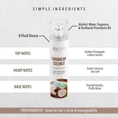Instyle Fragrances | Body & Hair Mist | Caribbean Coconut Scent | With Panthenol | CLEAN, Vegan, Paraben Free, Phthalate Free | Premium 8 Fl Oz Spray Bottle
