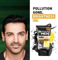 Garnier Men Turbo Bright Double Action Charcoal Facewash, 150g