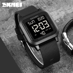 SKMEI Digital Watch - Waterproof Digital Sports Watch with Stopwatch Alarm Countdown Dual Time, EL Backlight Display Digital Watches 42mm Nylon Strap Unisex Wrist Watches for Men Women - Black