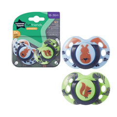 Tommee Tippee Fun Style Soothers, Symmetrical Orthodontic Design, BPA-Free Silicone Baglet, Includes Steriliser Box, 18-36m, Pack of 2, Blue