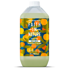 Faith In Nature Natural Grapefruit & Orange Body Wash, Energising, Vegan & Cruelty Free, No SLS or Parabens, 5L Refill Pack