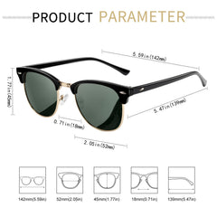 KANASTAL Polarized Horn Rimmed Sunglasses for Men and Women, Classic Half Frame Sun Glasses, Semi Rimless Shades for Womens 100% UV400 Protection Driving