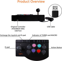 Arcade Stick,Street Fighter Fight Stick,with Turbo & Macro Functions USB Arcade Controller,Suitable for PS3 PS4 Xbox ONE Switch PC Arcade Fight Stick PXN