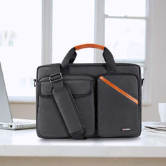 iCozzier 15-15.6 Inch Multi-Pocket Laptop Sleeve Briefcase Large Capacity Shoulder Bag Electronic Accessories Organizer Waterproof Messenger Carrying Case - Black